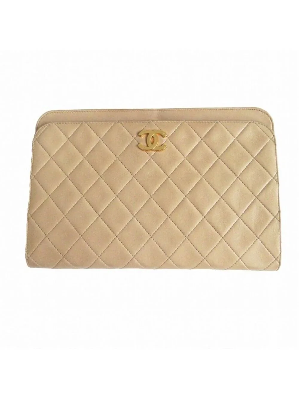 Chanel Shoulder Bag Lambskin Mini Quilted Chain Beige